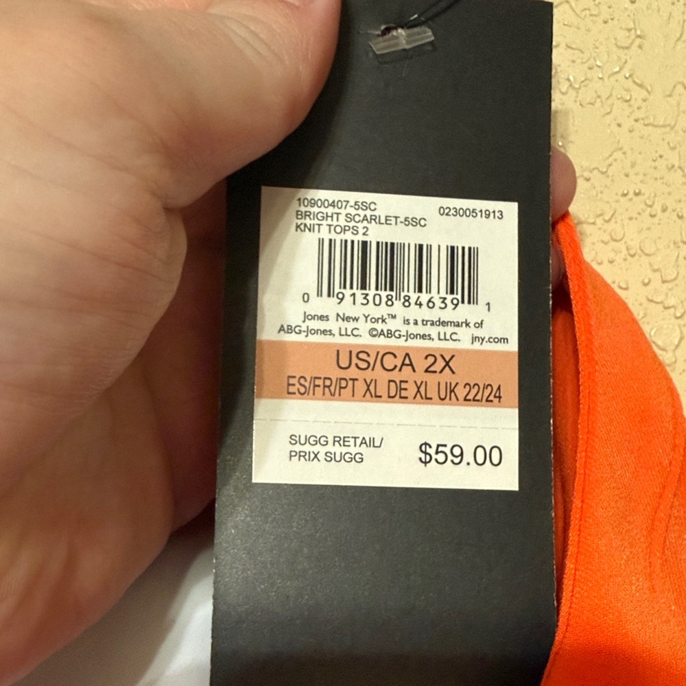 Jones New York Vivid Orange Tunic Top - Picture 5 of 9